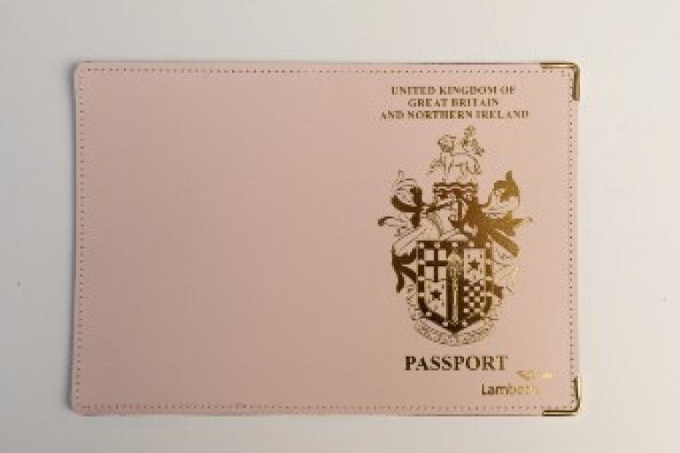 Lambeth coat of arms passport holder in pink