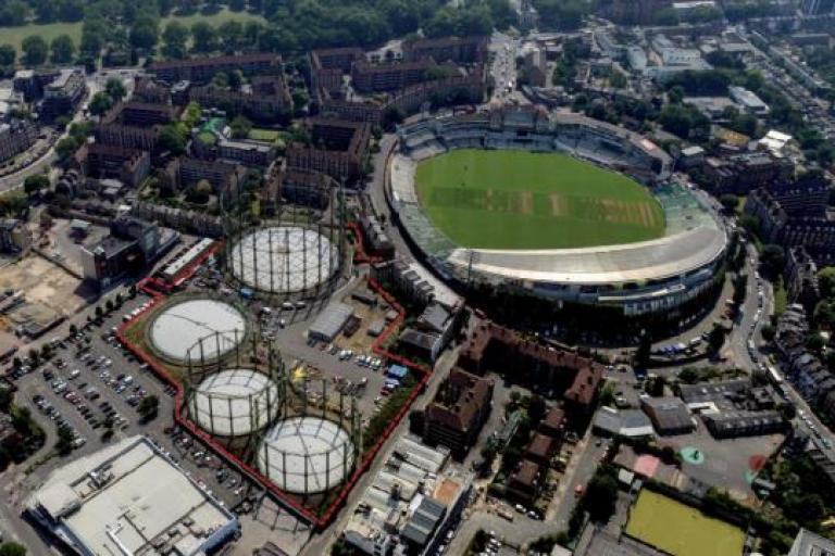 Birds eye view of Oval cricket ground and surrounding area