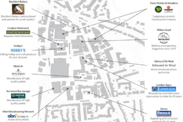 Map of commercial area