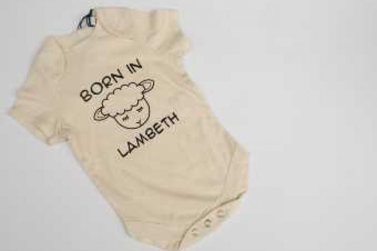 Born in Lambeth undated lamb bodysuit in natural