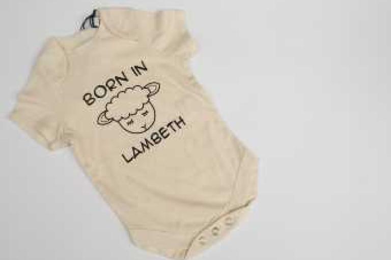 Born in Lambeth undated lamb bodysuit in natural