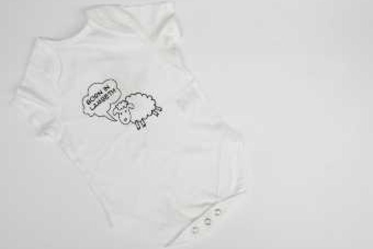 Born in Lambeth undated sheep bodysuit in white