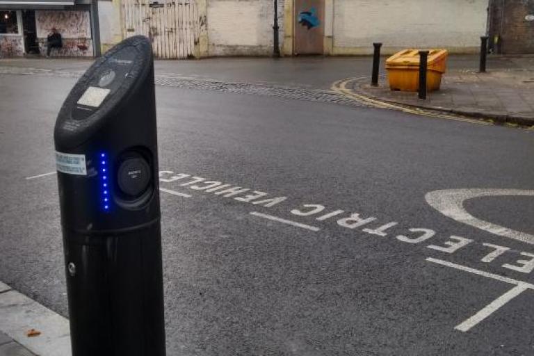 Electric vehicle charge point on street