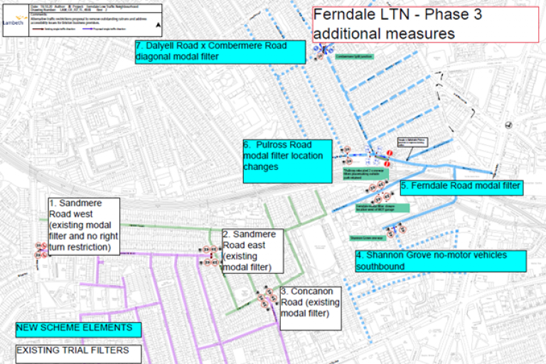 Map showing upcoming changes to the Ferndale LTN
