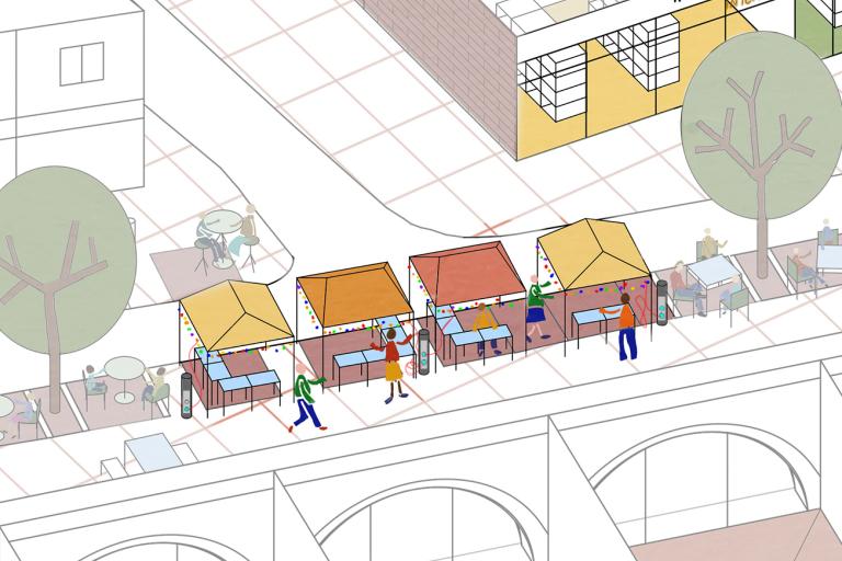 Drawing showing how market stalls might look