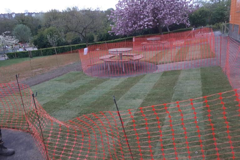 Newly installed picnic tables 