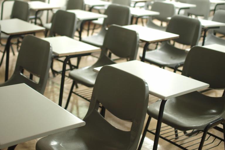 Rows of school desks