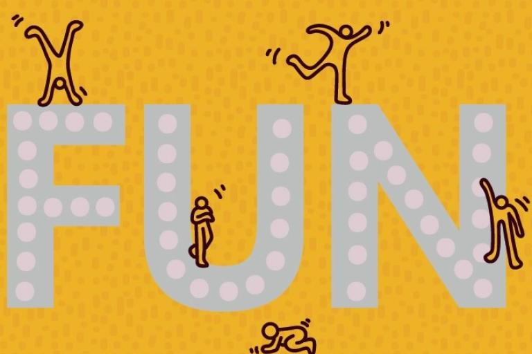 Fun written on a golden yellow background