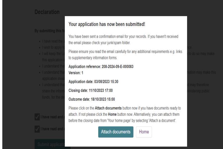 Your application has now been submitted