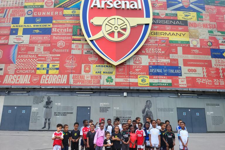 Lambeth young people outside of Arsenal Stadium
