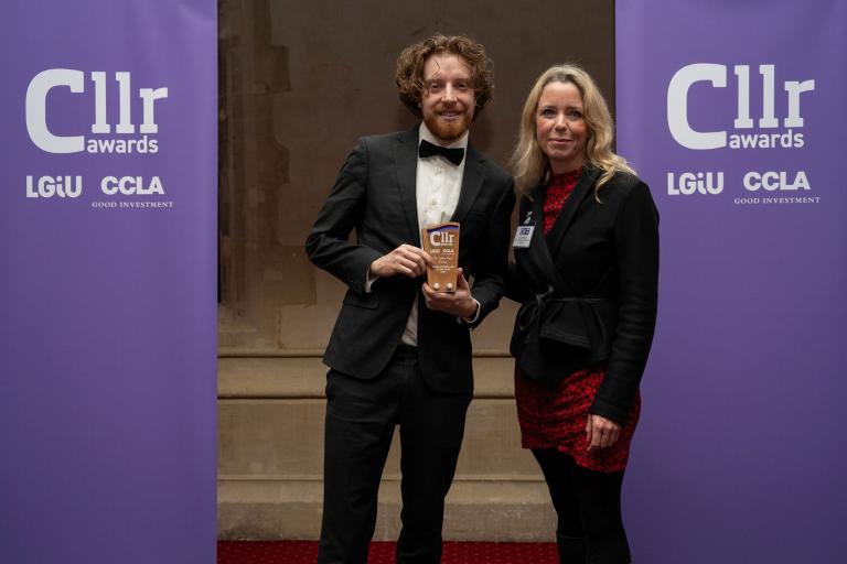 Cllr John-Paul Ennis receiving his award