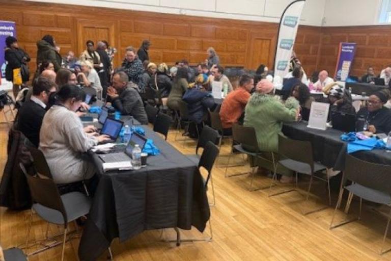 Residents and council staff in Lambeth's Assembly Hall for residents open day event