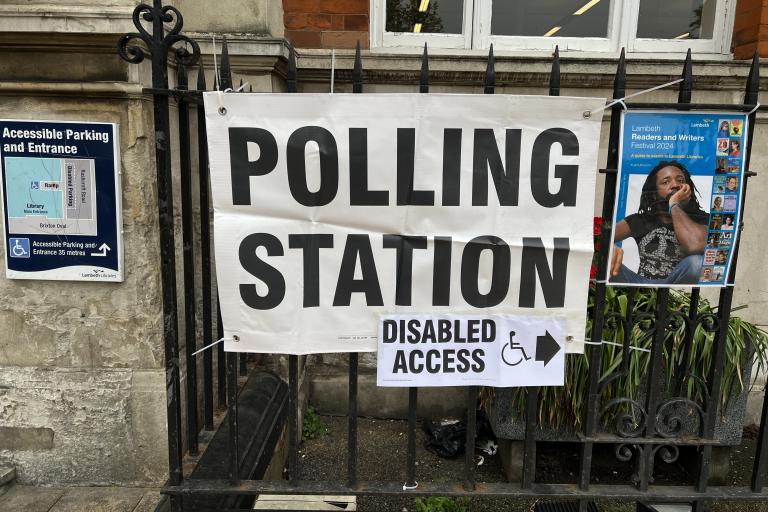 Polling station sign