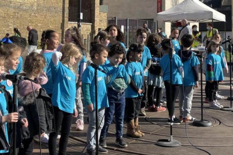 Children performing outside 