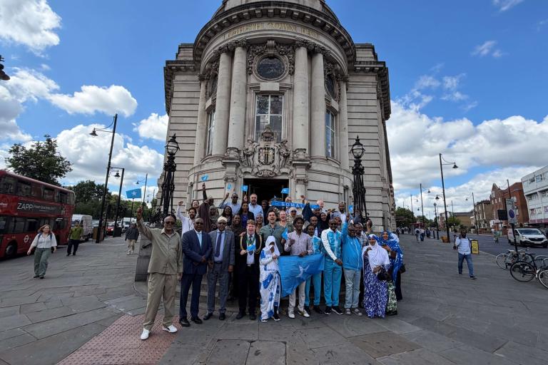 Somali community celebrating outside Lambeth Town Hall