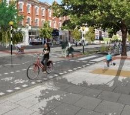People walking and cycling