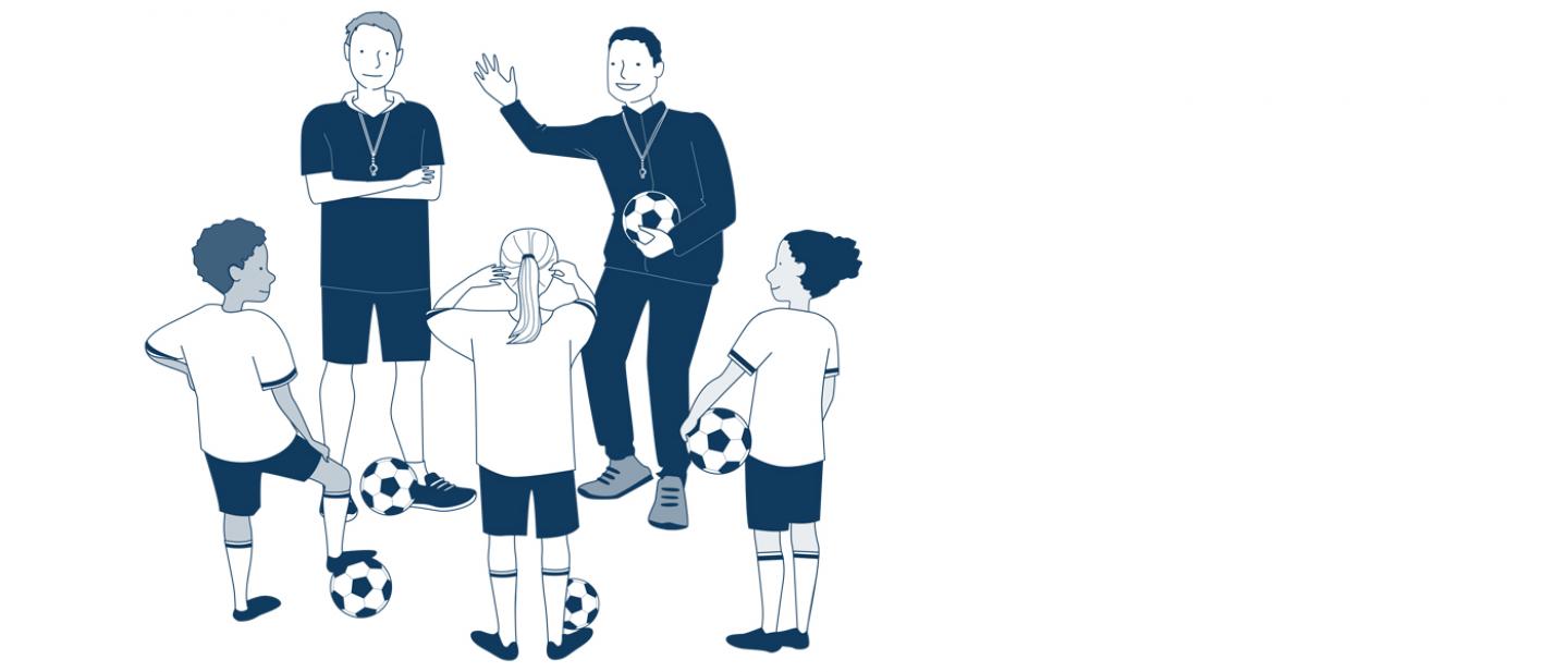 Illustration of a children's football lesson