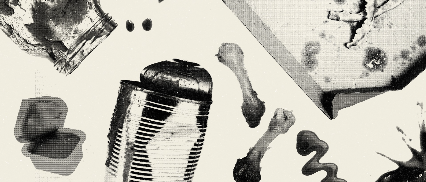 Empty cans, jars and food waste