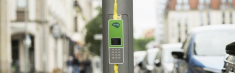 Electric vehicle charge point on lampost