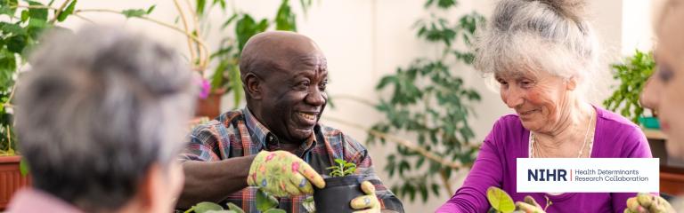 People potting plants at a workshop