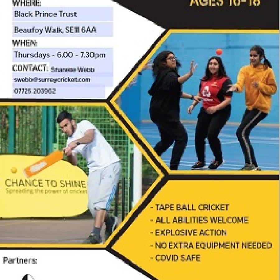 Free street cricket at the Black Prince Trust