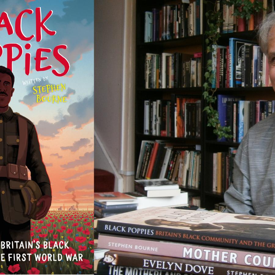 Black Poppies book cover and author photo Stephen Bourne