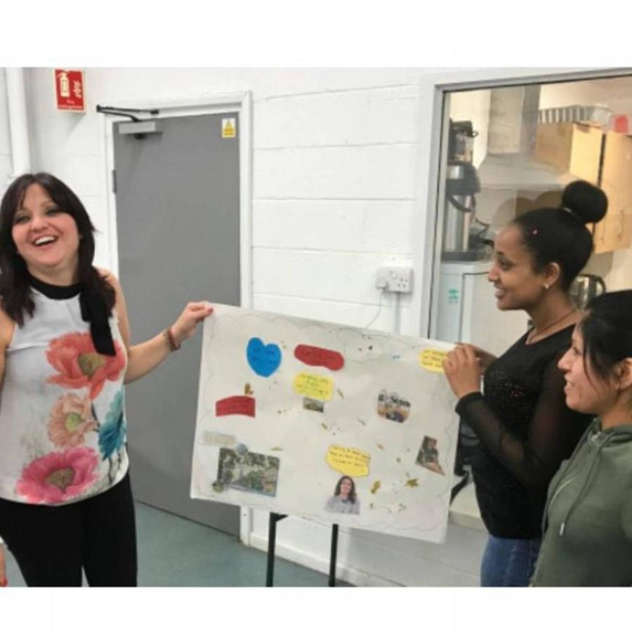 Students showcasing work 