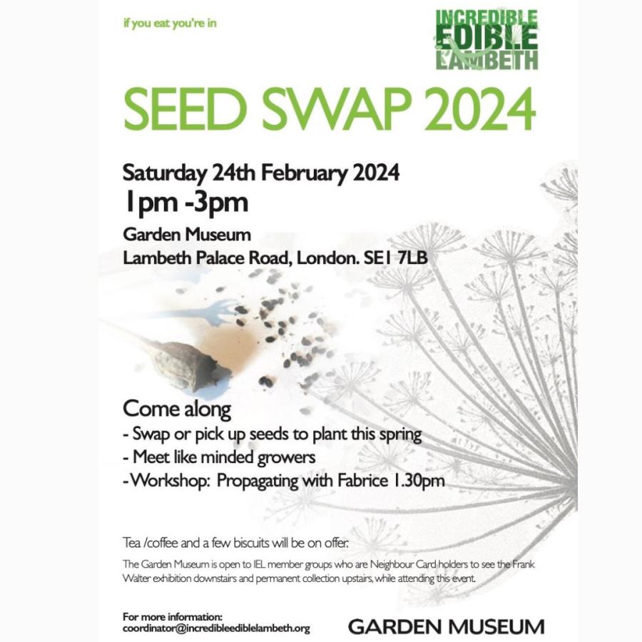 incredible edible lambeth seed swap 24 Feb 2024 poster