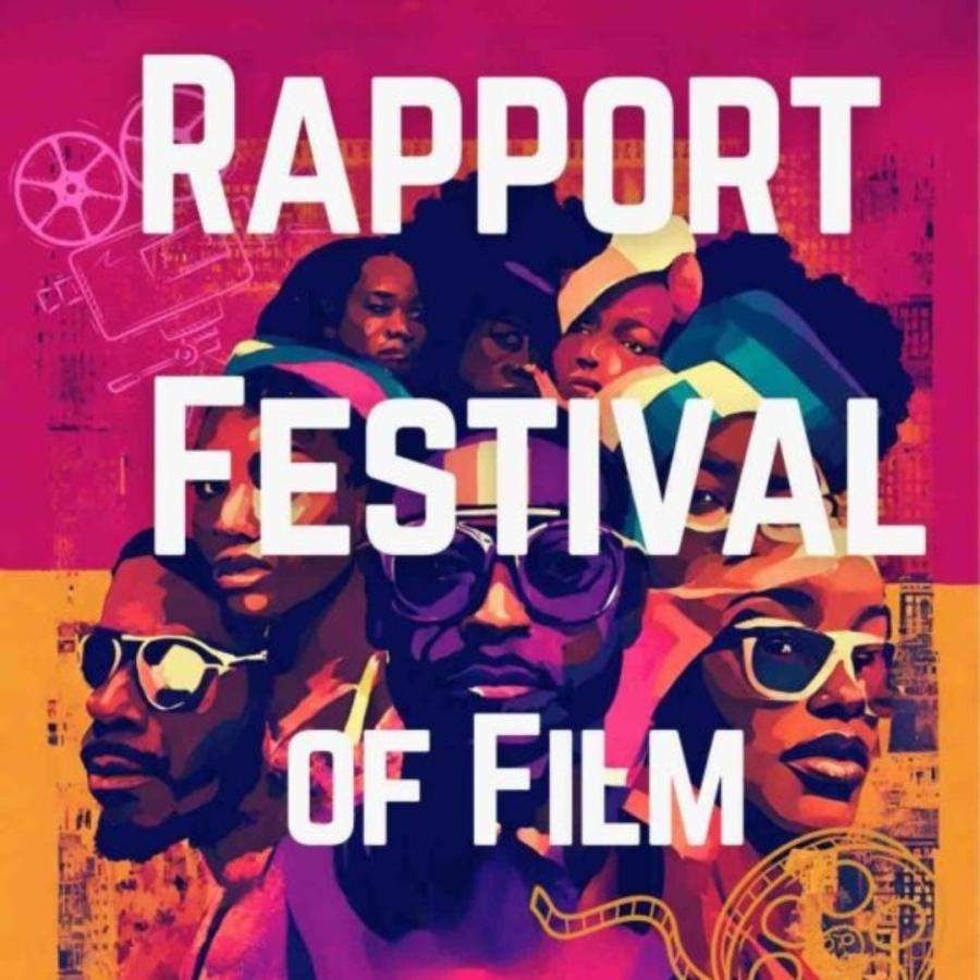 poster for Rapport Film festival - illustration of Black Faces mostly wearing sunglasses