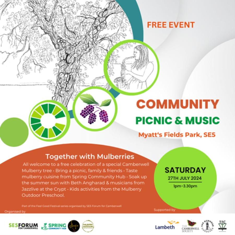 Myatt's fields picnic with mulberries poster