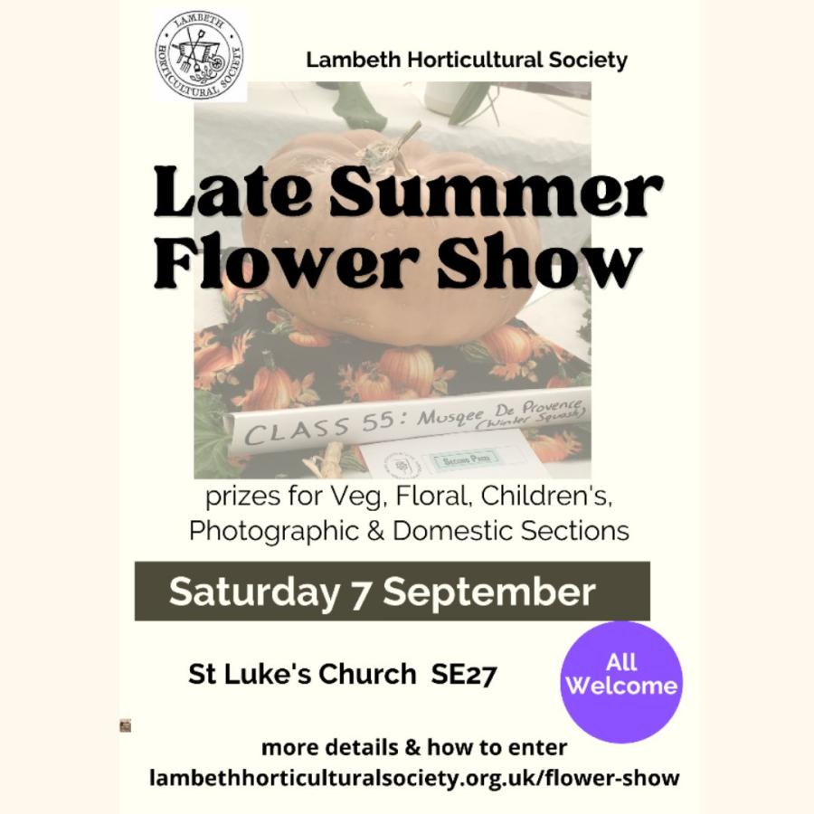 poster for Lambeth Horticultural Society Late Summer flower festival