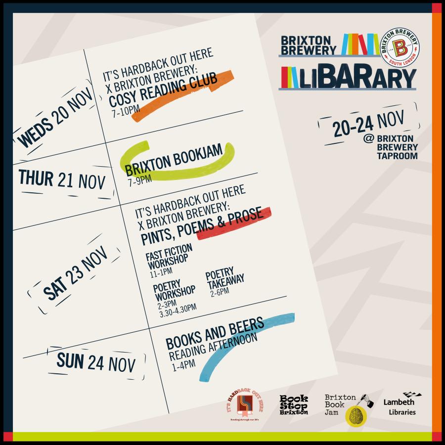 Pop up library brixton brewery events calendar