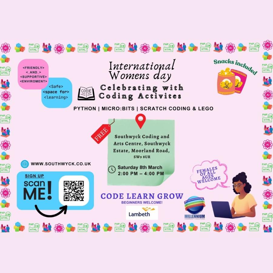 poster for international women's day safe space 8 March