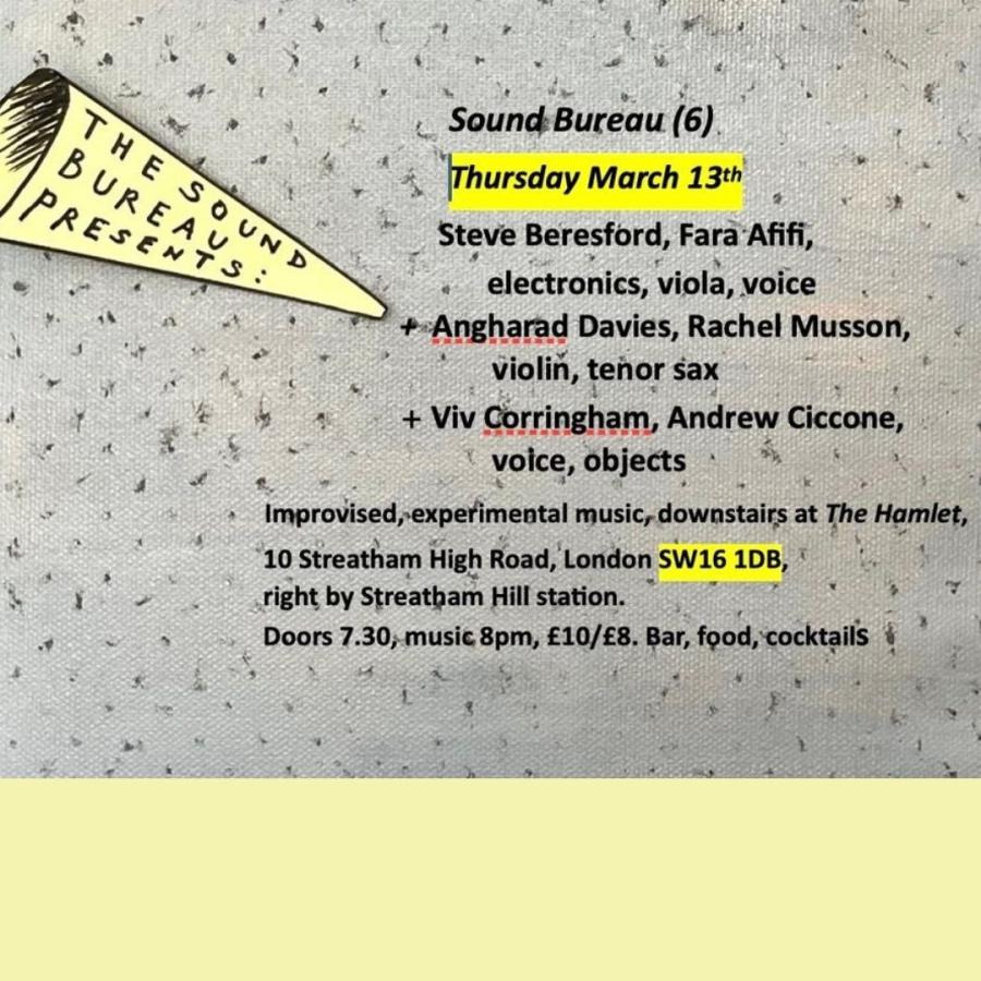 poster for Sound Bureau 6 Streatham March 2025