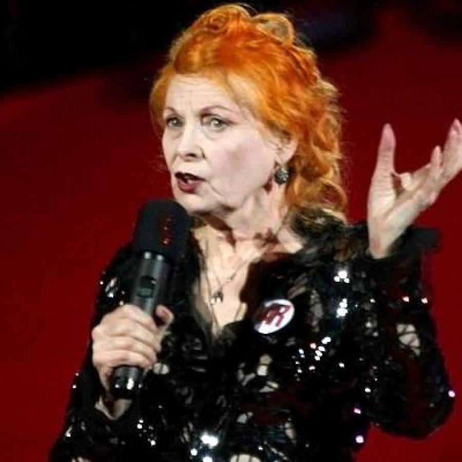 a woman talking to an audience
