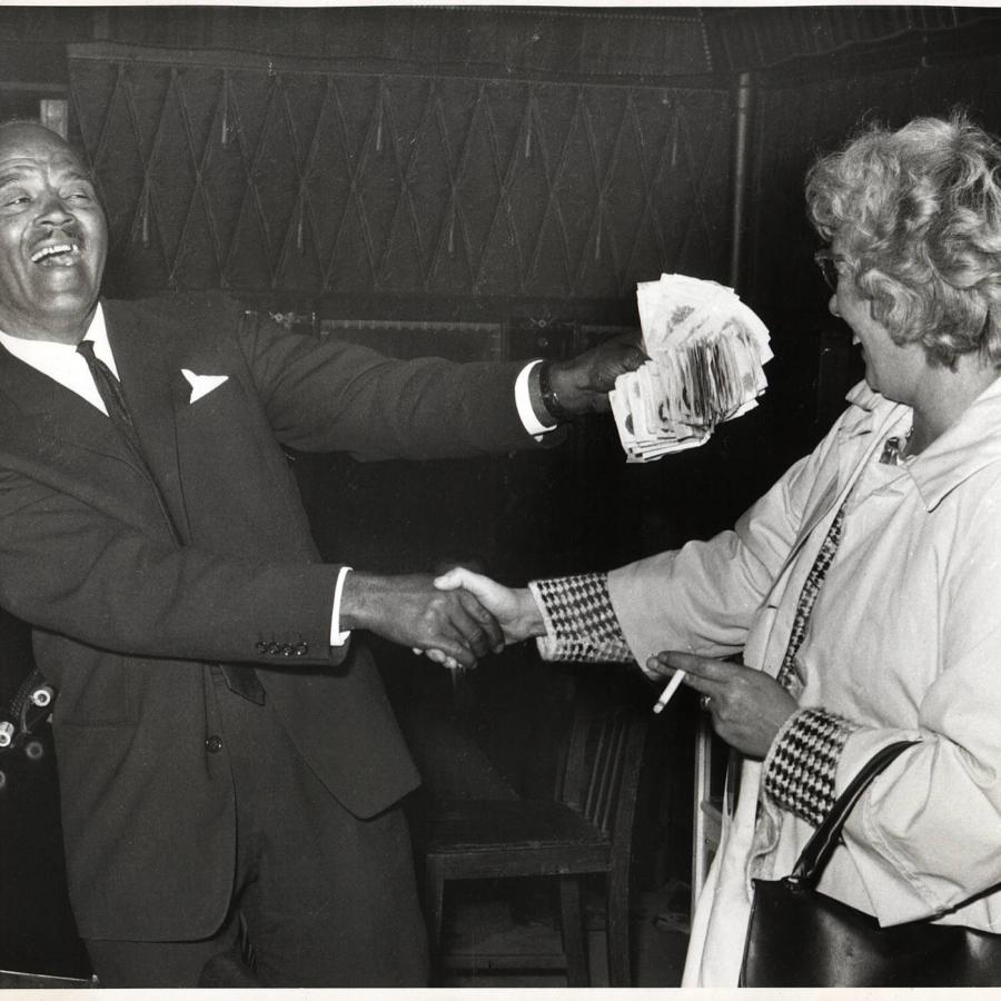 a man showing of money