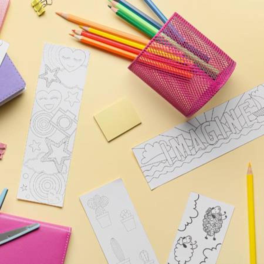 stationeries with bookmarks on a paper
