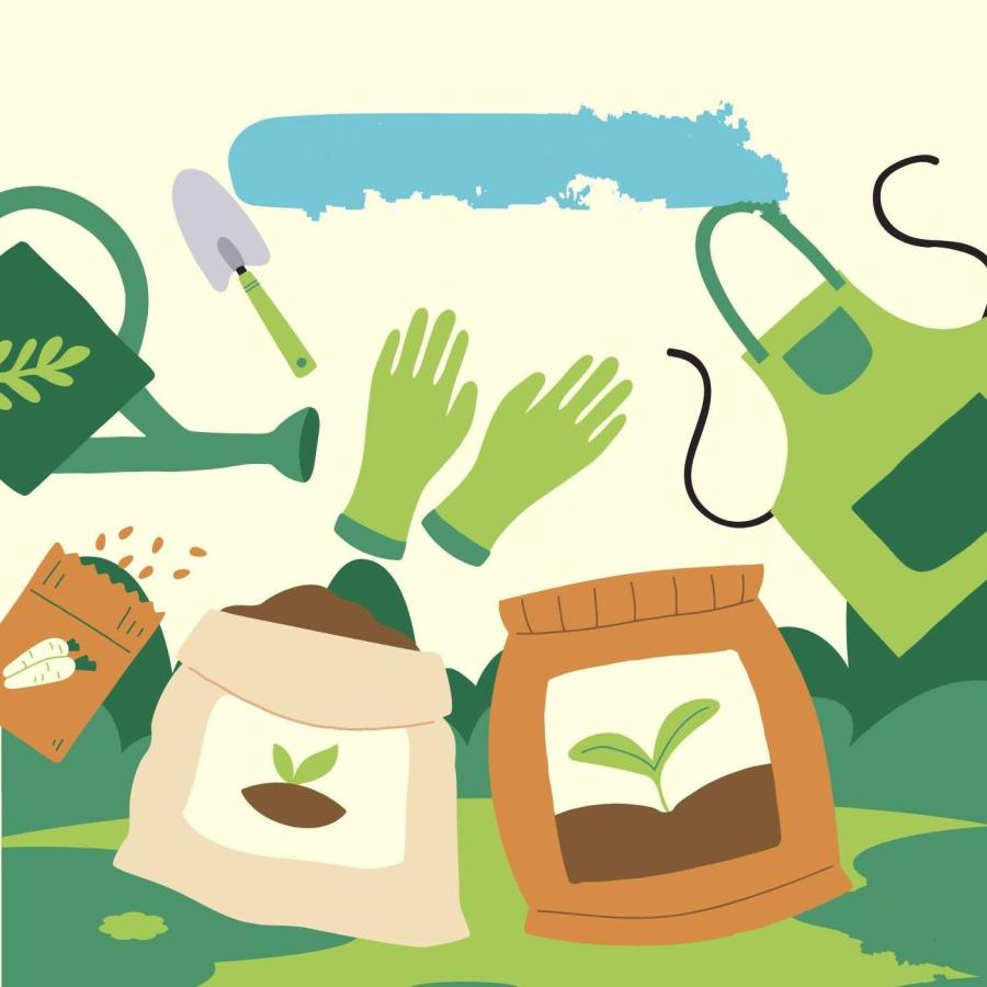 A poster showing gardening tools