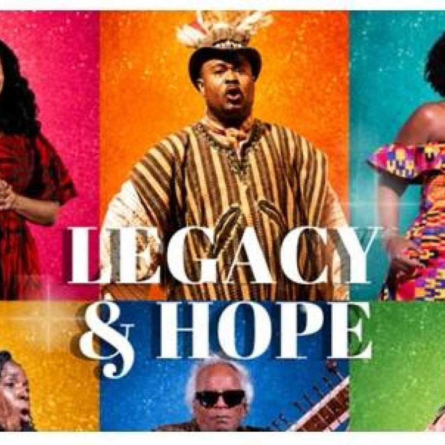 Promotional collage featuring performers celebrating themes of legacy and hope